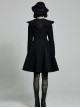 Gothic Style Cute Fur Ball Embroidered Lace Shawl Exquisite Rose Button Retro Black Long Sleeves Wool Coat