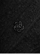 Gothic Style Cute Fur Ball Embroidered Lace Shawl Exquisite Rose Button Retro Black Long Sleeves Wool Coat
