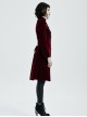 Gothic Style Elegant Stand Collar Luxury Velvet Exquisite Embroidery Vintage Red Long Sleeves Slim Coat