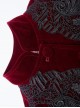Gothic Style Elegant Stand Collar Luxury Velvet Exquisite Embroidery Vintage Red Long Sleeves Slim Coat