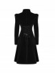 Gothic Style Exquisite Embroidery Applique Premium Velvet Vintage Palace Black Long Sleeves Slim Coat