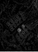 Gothic Style Burnt Flocking Knit Fabric Retro Gemstone Buttons Sexy Mesh Splicing Black Long Sleeves Blouse