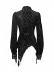 Gothic Style Burnt Flocking Knit Fabric Retro Gemstone Buttons Sexy Mesh Splicing Black Long Sleeves Blouse