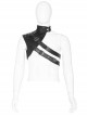Punk Style High Collar Unique Cracked PU Leather Shoulder Cool Metal Spike Rivet Black Male Armor Accessory