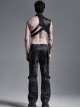 Punk Style High Collar Unique Cracked PU Leather Shoulder Cool Metal Spike Rivet Black Male Armor Accessory
