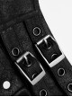 Punk Style High Collar Unique Cracked PU Leather Shoulder Cool Metal Spike Rivet Black Male Armor Accessory
