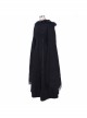 Gothic Style Elegant Hand Embroidered Cape Cuffs Slit Lace Detachable Fur Top Black Double Sided Hooded Coat