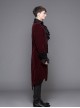 Gothic Style Warm Velvet Chest Exquisite Hand Embroidery With Glass Pattern Buttons Red And Black Fake Two Piece Men's Jacket