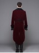 Gothic Style Warm Velvet Chest Exquisite Hand Embroidery With Glass Pattern Buttons Red And Black Fake Two Piece Men's Jacket