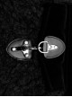 Gothic Style Gorgeous Velvet Plush Splicing Exquisite Gun Color Buckle Black Long Sleeves Hooded Slim Coat