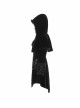 Gothic Style Gorgeous Velvet Plush Splicing Exquisite Gun Color Buckle Black Long Sleeves Hooded Slim Coat