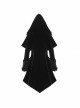 Gothic Style Gorgeous Velvet Plush Splicing Exquisite Gun Color Buckle Black Long Sleeves Hooded Slim Coat