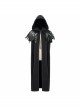Gothic Style Handsome 3D Detachable Feather Ribbon With Warm Wool Black Hooded Cape
