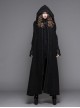 Gothic Style Handsome 3D Detachable Feather Ribbon With Warm Wool Black Hooded Cape