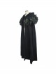 Gothic Style Handsome 3D Detachable Feather Ribbon With Warm Wool Black Hooded Cape