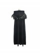 Gothic Style Handsome 3D Detachable Feather Ribbon With Warm Wool Black Hooded Cape