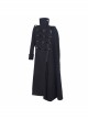 Punk Style High Cold Warm Double Faced Wool Material Detachable One Shoulder Collar Leaf Pin Black Men's Long Sleeved Coat