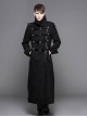 Punk Style High Cold Warm Double Faced Wool Material Detachable One Shoulder Collar Leaf Pin Black Men's Long Sleeved Coat