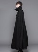 Punk Style High Cold Warm Double Faced Wool Material Detachable One Shoulder Collar Leaf Pin Black Men's Long Sleeved Coat