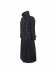 Punk Style High Cold Warm Double Faced Wool Material Detachable One Shoulder Collar Leaf Pin Black Men's Long Sleeved Coat