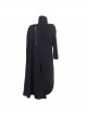 Punk Style High Cold Warm Double Faced Wool Material Detachable One Shoulder Collar Leaf Pin Black Men's Long Sleeved Coat