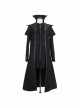 Gothic Style Personality Fake Two Piece Faux Leather Fabric Waist Ruffle Black Slit Double Faced Coat