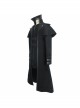 Gothic Style Personality Fake Two Piece Faux Leather Fabric Waist Ruffle Black Slit Double Faced Coat
