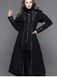 Gothic Style Personality Fake Two Piece Faux Leather Fabric Waist Ruffle Black Women's Slit Double Faced Jacket