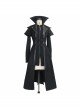 Gothic Style Personality Fake Two Piece Faux Leather Fabric Waist Ruffle Black Women's Slit Double Faced Jacket
