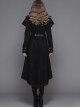 Gothic Style Personality Fake Two Piece Faux Leather Fabric Waist Ruffle Black Women's Slit Double Faced Jacket