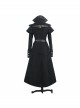 Gothic Style Personality Fake Two Piece Faux Leather Fabric Waist Ruffle Black Women's Slit Double Faced Jacket