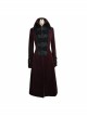 Gothic Style Warm Weft Velvet Front Center Stitching Embossed Pattern With Hemming Ribbon Black And Red Women's Plum Blossom Jacket