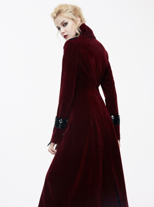 Gothic Style Warm Weft Velvet Front Center Stitching Embossed Pattern With Hemming Ribbon Black And Red Women's Plum Blossom Jacket