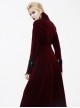 Gothic Style Warm Weft Velvet Front Center Stitching Embossed Pattern With Hemming Ribbon Black And Red Women's Plum Blossom Jacket