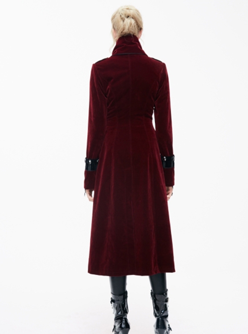 Gothic Style Warm Weft Velvet Front Center Stitching Embossed Pattern With Hemming Ribbon Black And Red Women's Plum Blossom Jacket