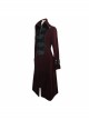 Gothic Style Warm Weft Velvet Front Center Stitching Embossed Pattern With Hemming Ribbon Black And Red Women's Plum Blossom Jacket