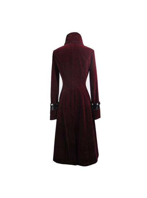 Gothic Style Warm Weft Velvet Front Center Stitching Embossed Pattern With Hemming Ribbon Black And Red Women's Plum Blossom Jacket