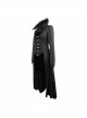 Gothic Style Exquisite Dark Pattern Splicing Suede Fabric Hollow Chest Stand Collar Black Lace Trumpet Sleeve Jacket
