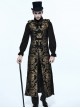 Gothic Style Elegant Palace Jacquard Fabric Chest Spiral Buckle Black And Golden Long Men's Vest