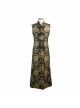 Gothic Style Elegant Palace Jacquard Fabric Chest Spiral Buckle Black And Golden Long Men's Vest