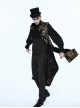 Gothic Style Elegant Palace Jacquard Fabric Chest Spiral Buckle Black And Golden Long Men's Vest