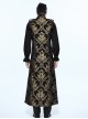 Gothic Style Elegant Palace Jacquard Fabric Chest Spiral Buckle Black And Golden Long Men's Vest