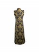 Gothic Style Elegant Palace Jacquard Fabric Chest Spiral Buckle Black And Golden Long Men's Vest