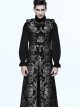 Gothic Style Elegant Palace Jacquard Fabric Chest Spiral Buckle Black And Silver Long Men's Vest