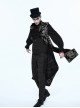 Gothic Style Elegant Palace Jacquard Fabric Chest Spiral Buckle Black And Silver Long Men's Vest