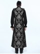 Gothic Style Elegant Palace Jacquard Fabric Chest Spiral Buckle Black And Silver Long Men's Vest