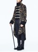 Gothic Style Heavy Jacquard Splicing Short Fleece Exaggerated Hem Black And Gold Fake Two Piece Men's Stand Up Collar Coat