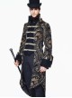 Gothic Style Heavy Jacquard Splicing Short Fleece Exaggerated Hem Black And Gold Fake Two Piece Men's Stand Up Collar Coat