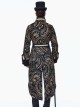 Gothic Style Heavy Jacquard Splicing Short Fleece Exaggerated Hem Black And Gold Fake Two Piece Men's Stand Up Collar Coat