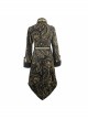 Gothic Style Heavy Jacquard Splicing Short Fleece Exaggerated Hem Black And Gold Fake Two Piece Men's Stand Up Collar Coat